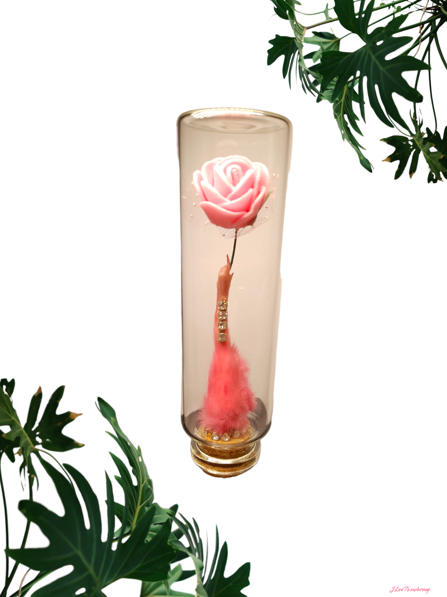 True Love Taxidermy Mouse Arm With Faux Pink Rose
