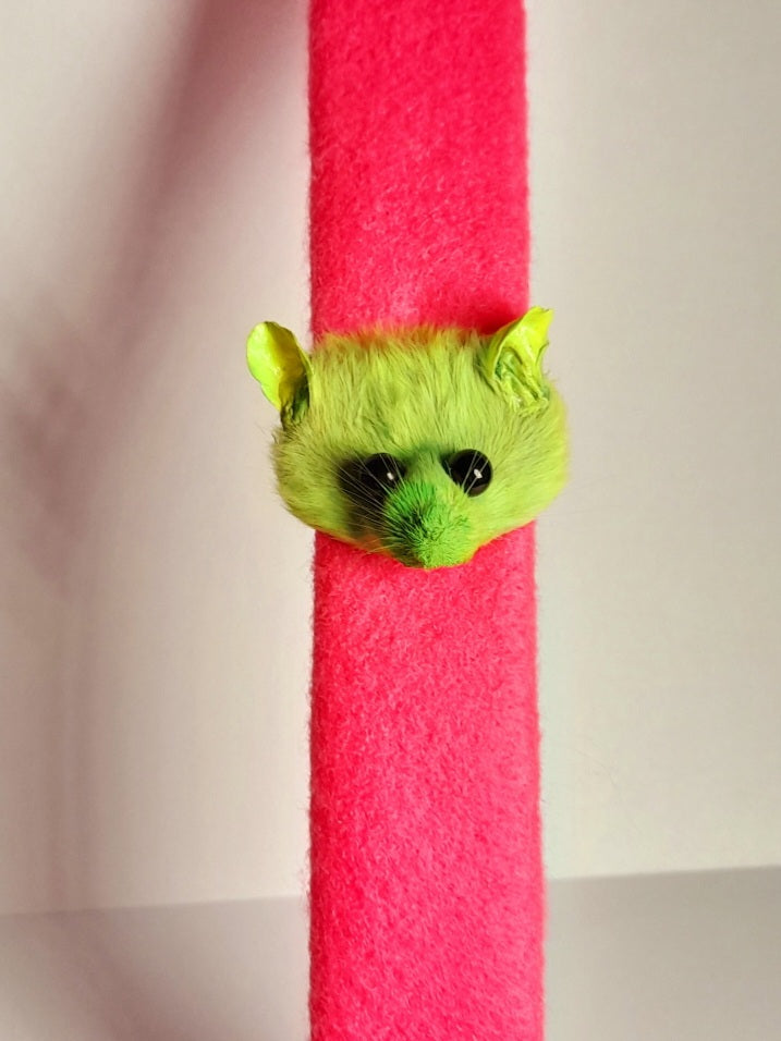 Green Taxidermy Mouse Head Slap Bracelet