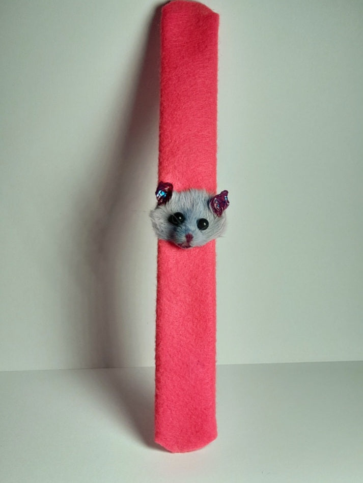 Grey Taxidermy Mouse Head Slap Bracelet