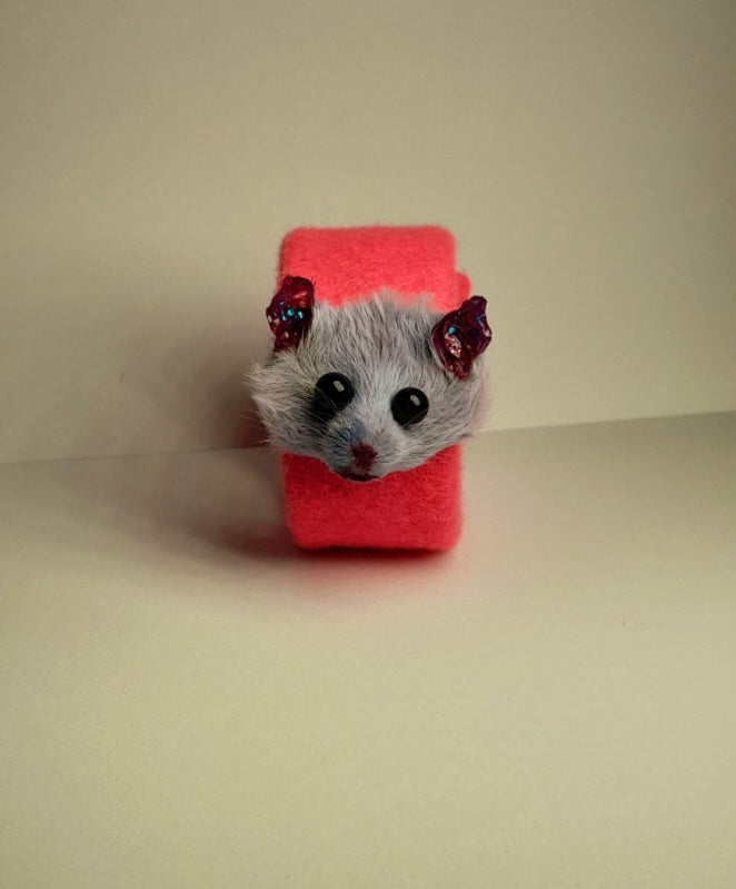 Grey Taxidermy Mouse Head Slap Bracelet