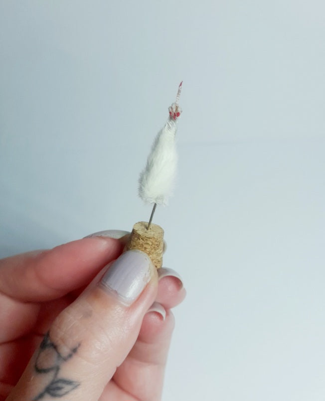 Red Nails Naughty White Taxidermy Mouse Arm