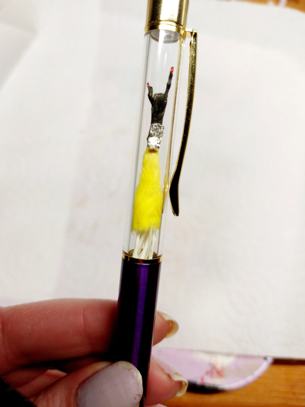 Rocker Mouse Ballpoint Pen Yellow/Black with black ink.