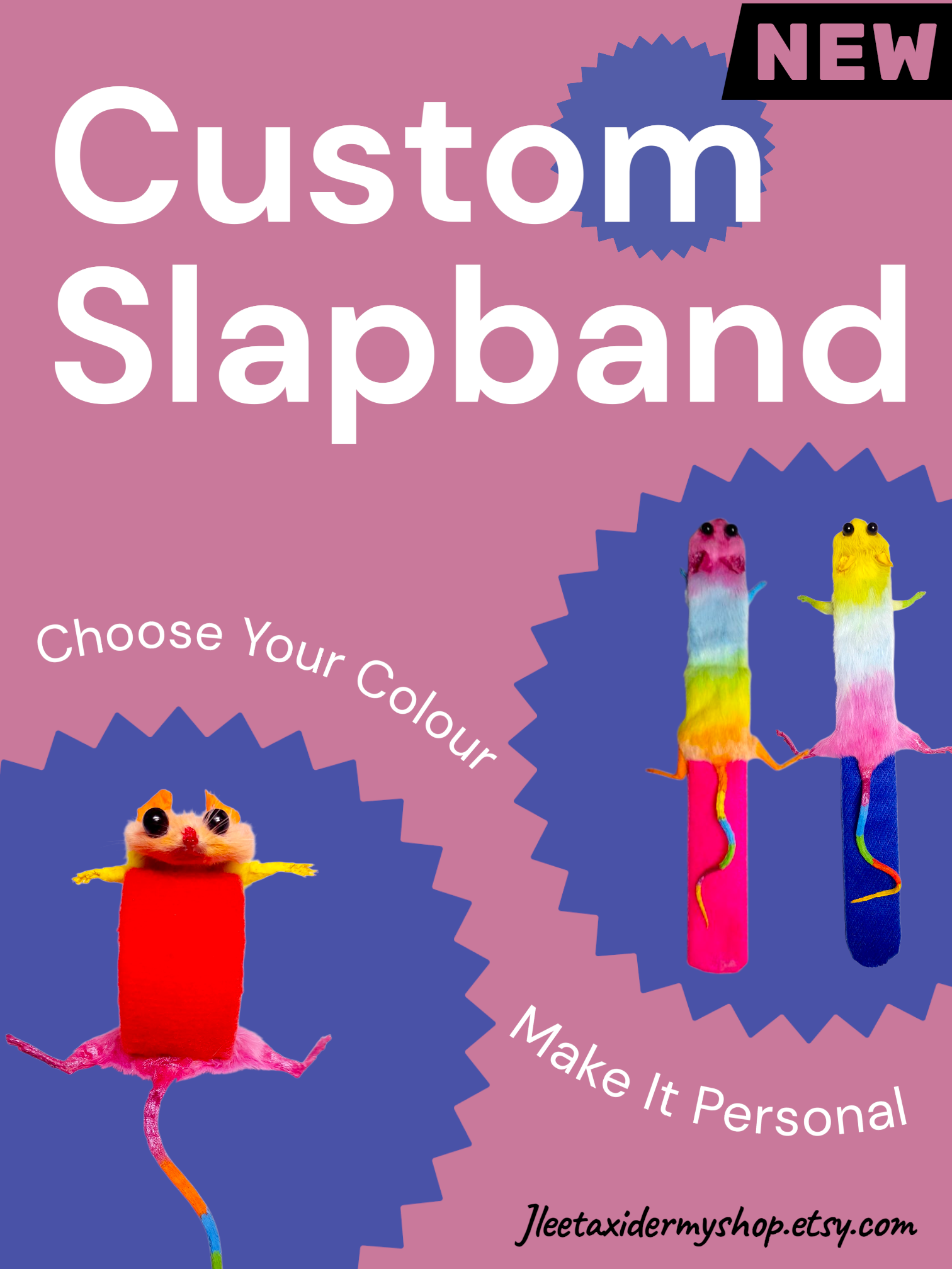 Mouse Taxidermy Slapband Novelty Bracelet