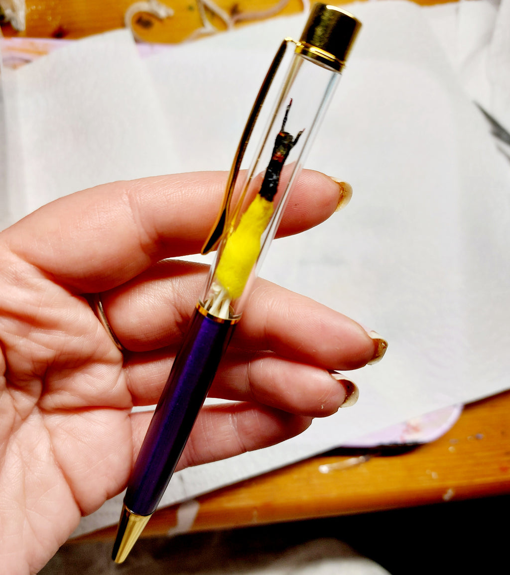 Rocker Mouse Ballpoint Pen Yellow/Black with black ink.