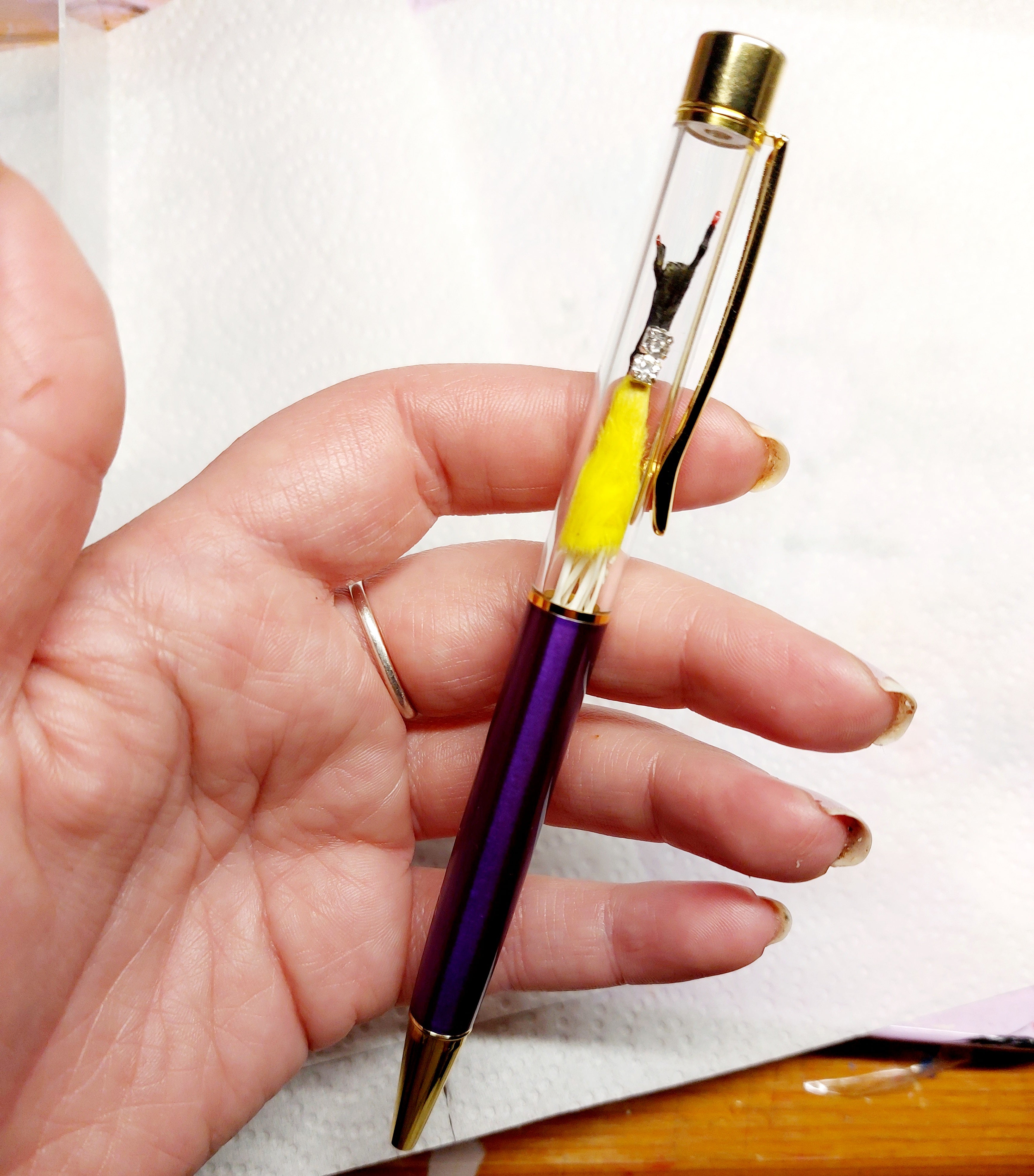 Rocker Mouse Ballpoint Pen Yellow/Black with black ink.