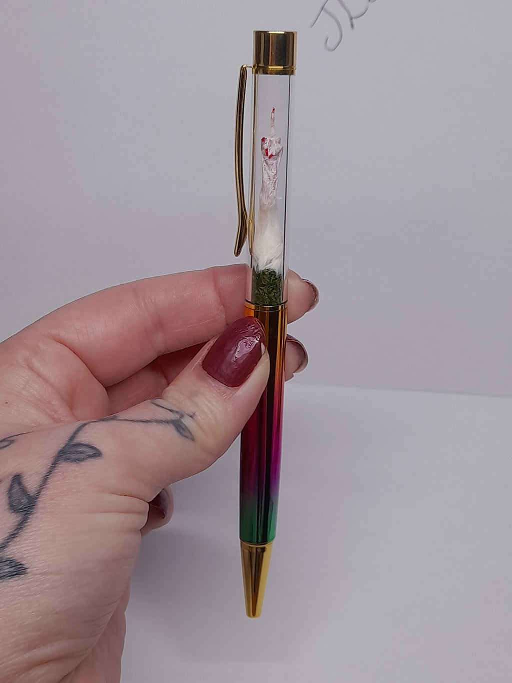 Fuxk You Pen Friend- White Arm & Rainbow Barrel