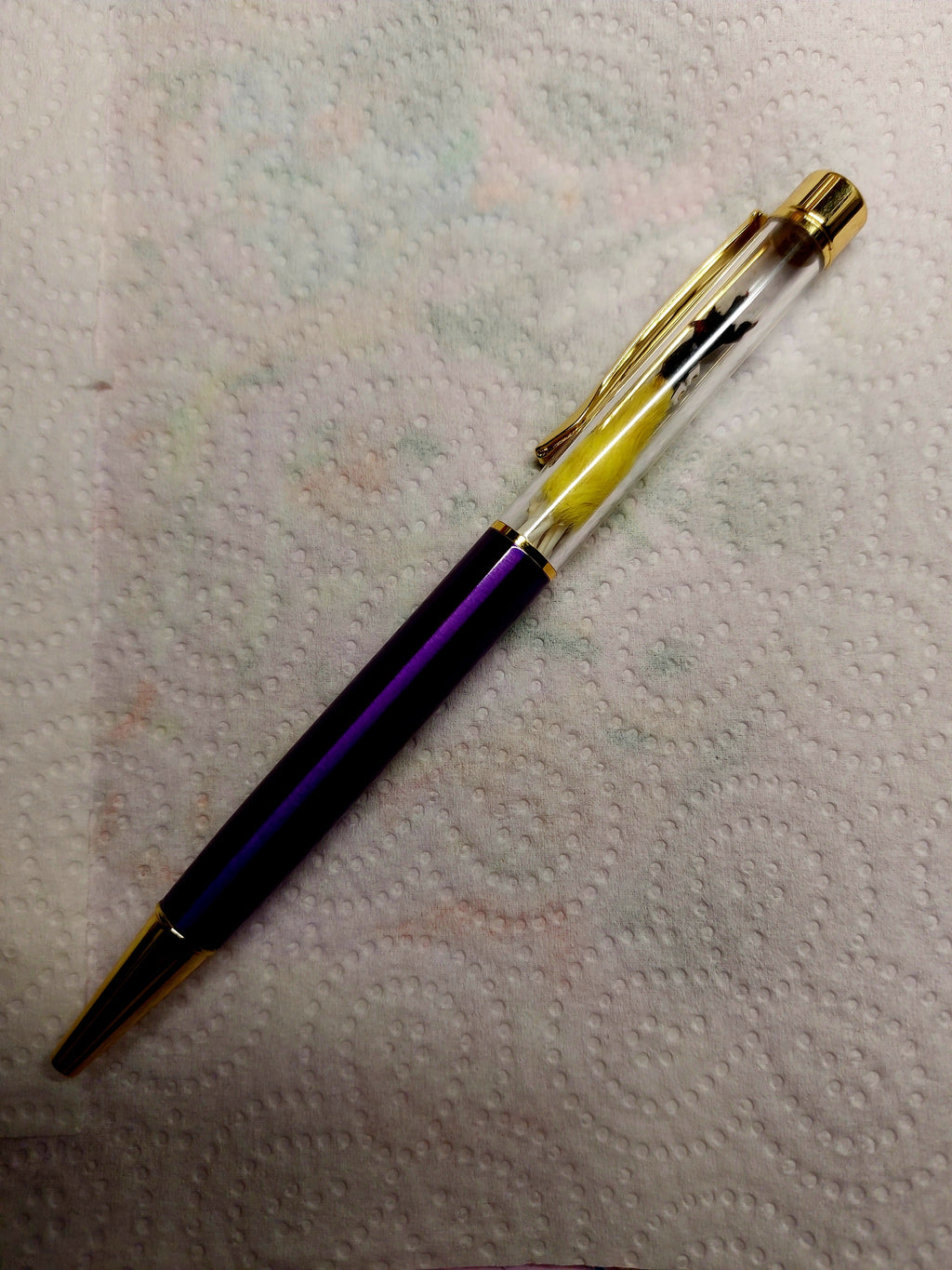 Rocker Mouse Ballpoint Pen Yellow/Black with black ink.