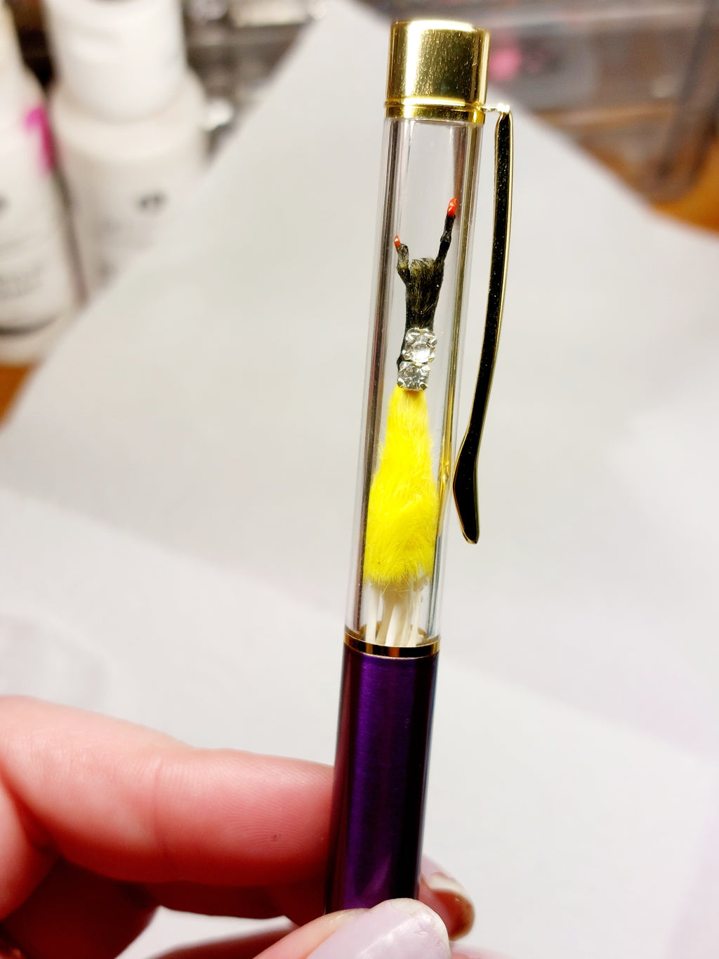 Rocker Mouse Ballpoint Pen Yellow/Black with black ink.