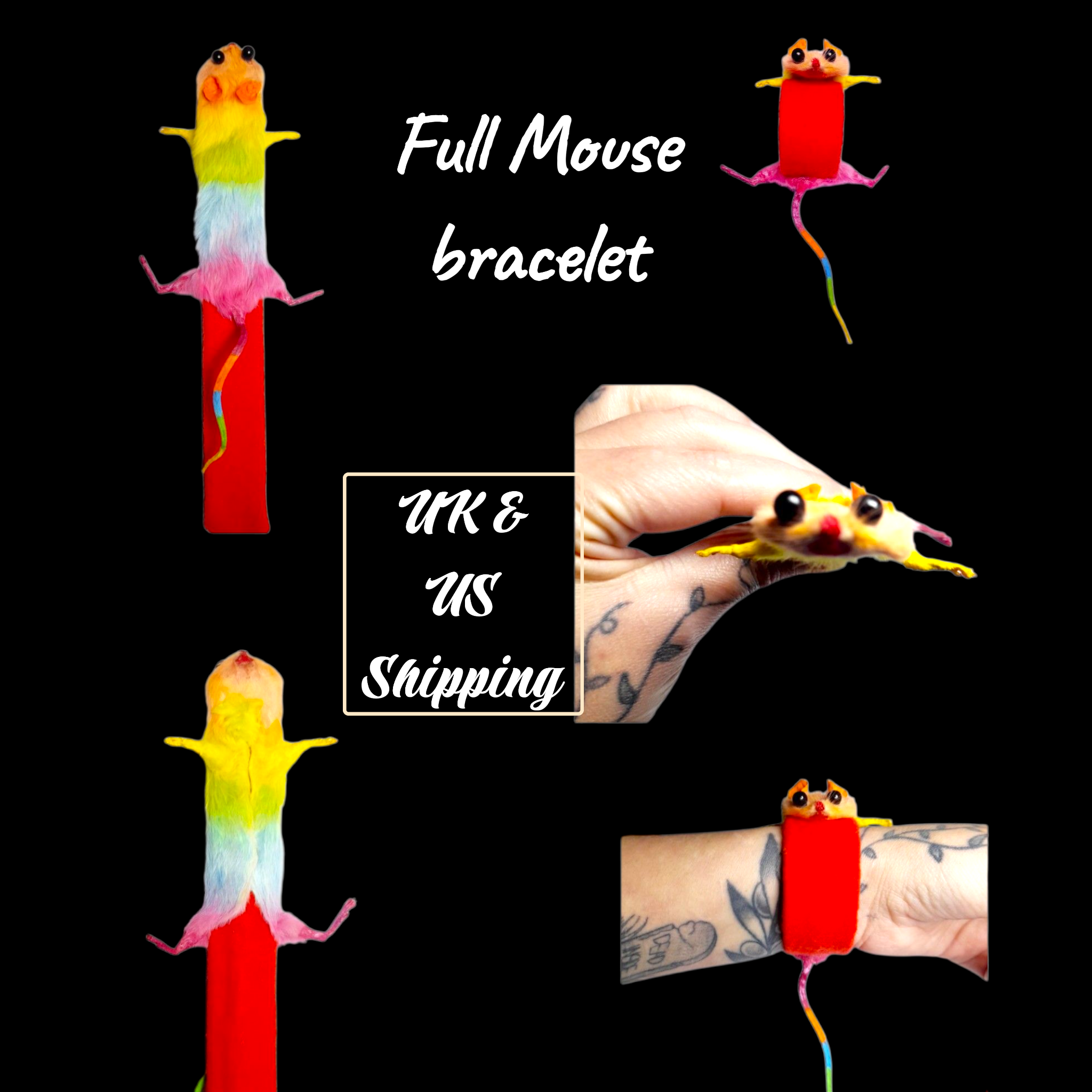 Mouse Taxidermy Slapband Novelty Bracelet