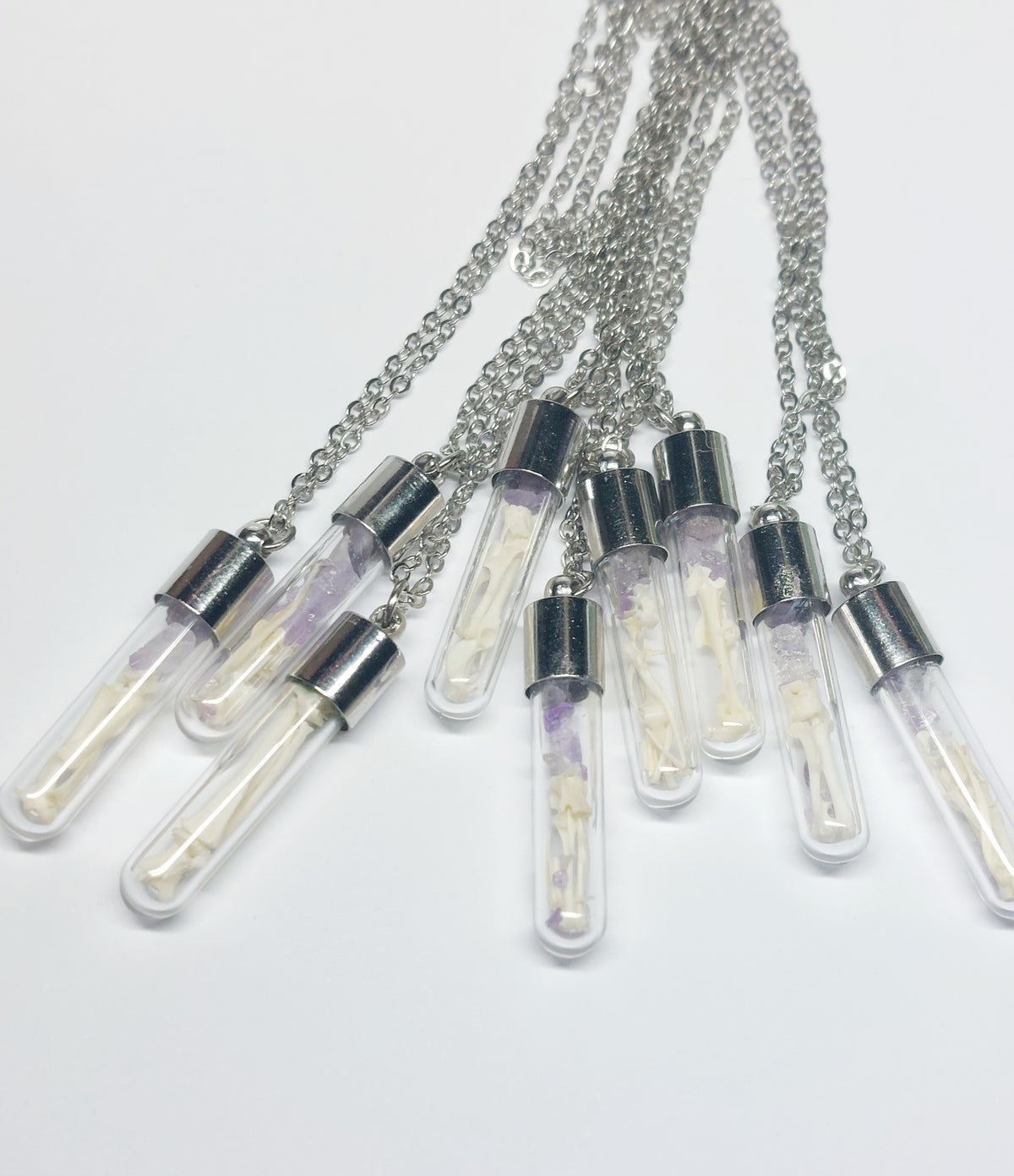Amethyst & Bone Vial Necklace