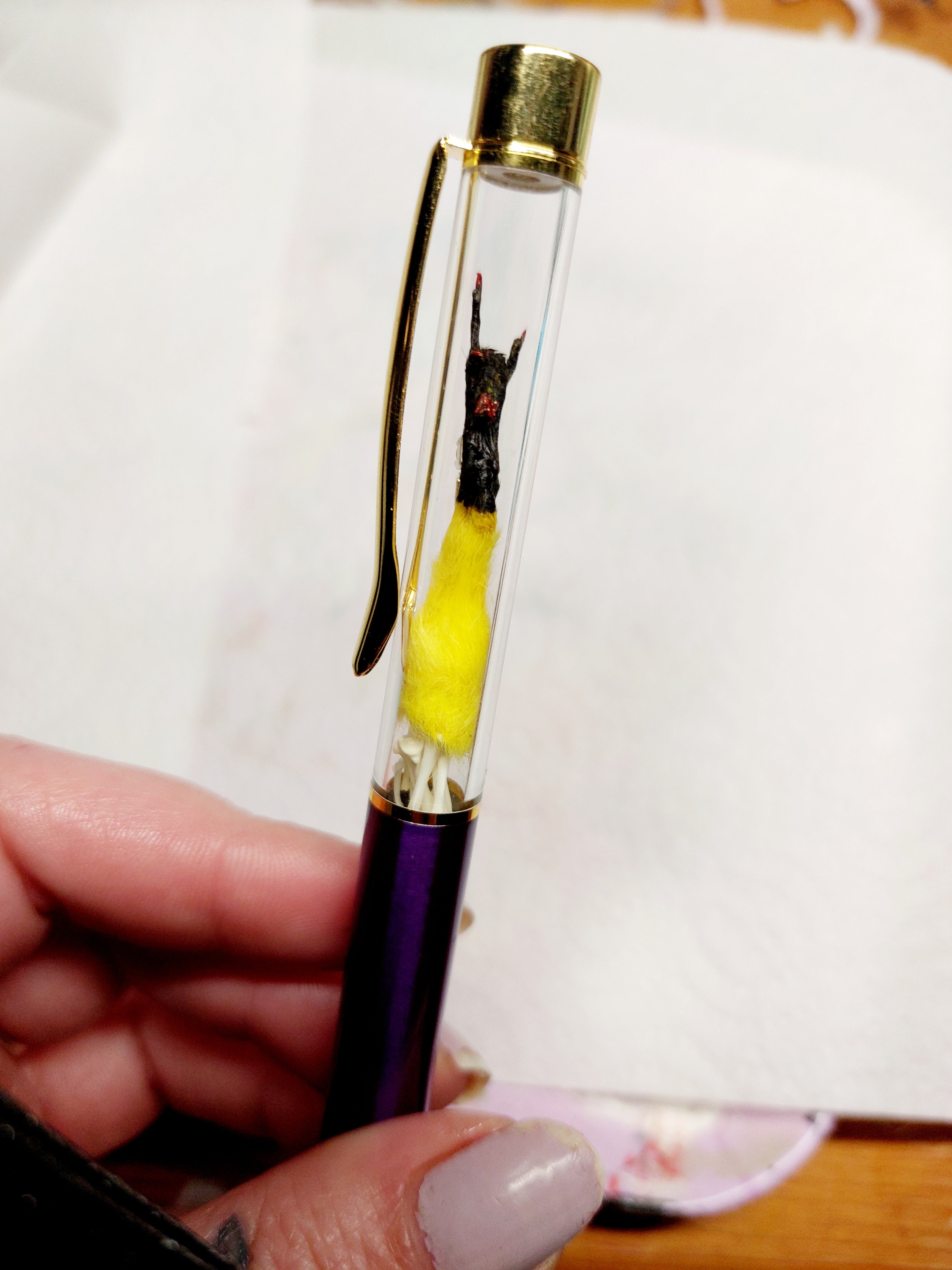 Rocker Mouse Ballpoint Pen Yellow/Black with black ink.