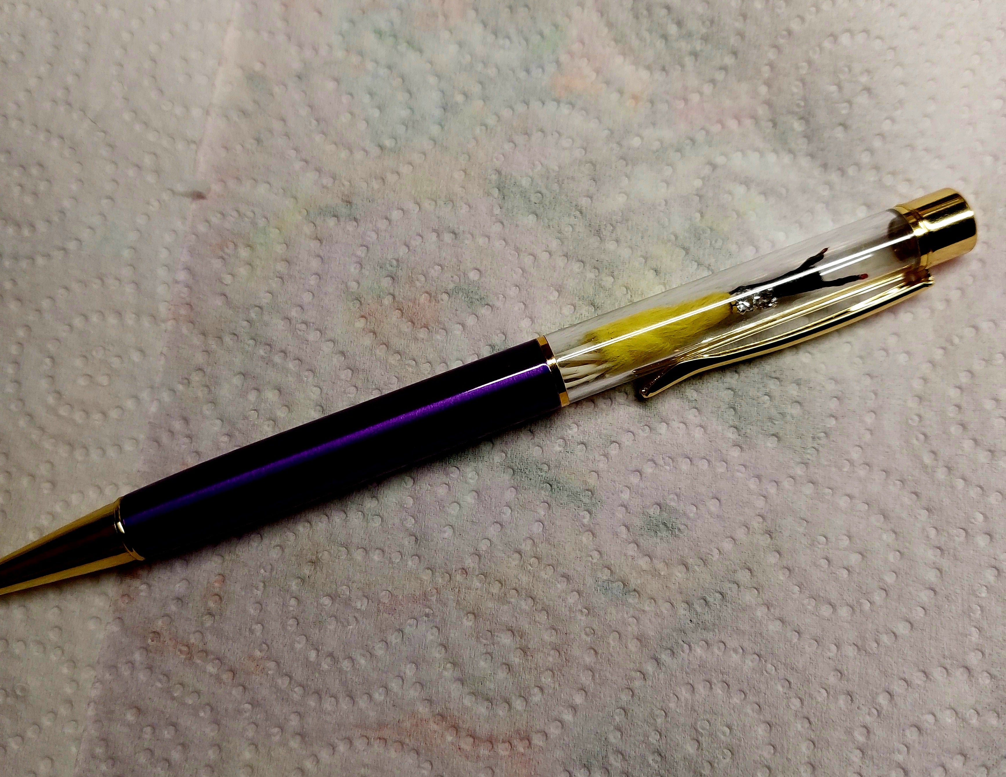 Rocker Mouse Ballpoint Pen Yellow/Black with black ink.